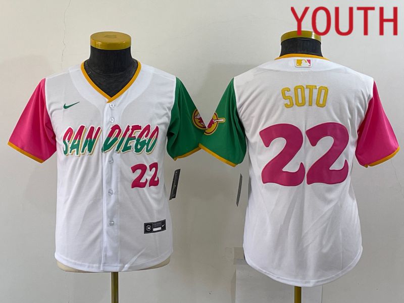 Youth San Diego Padres #22 Soto White City Edition Game Nike 2022 MLB Jersey